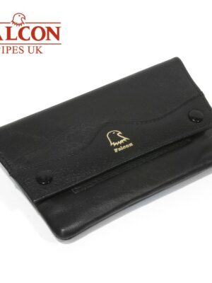Falcon |Black Leather Handrolling Pouch | 546